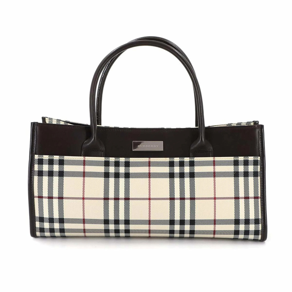 Burberry Nova Check Handbag, Canvas and Leather, Beige Brown.